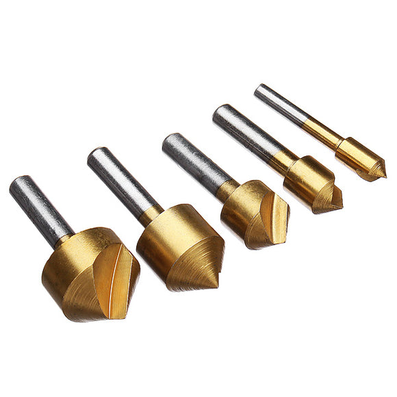 5pcs Metric Single Flute Countersink Drill Chamfering Cutter Bit