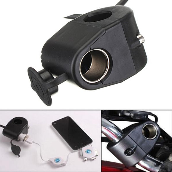 12V Motorcycle Cigarette Lighter Holder Power Socket For Phone MP3 GPS
