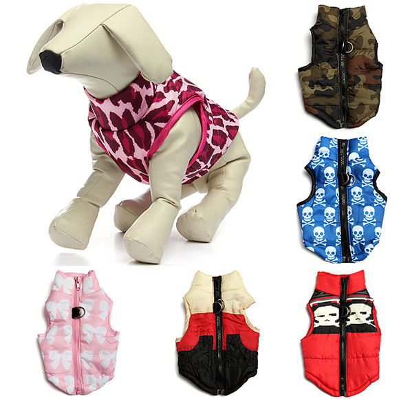 Pet Dog Warm Cotton Padded Vest Jacket Puppy Harness Soft Coat