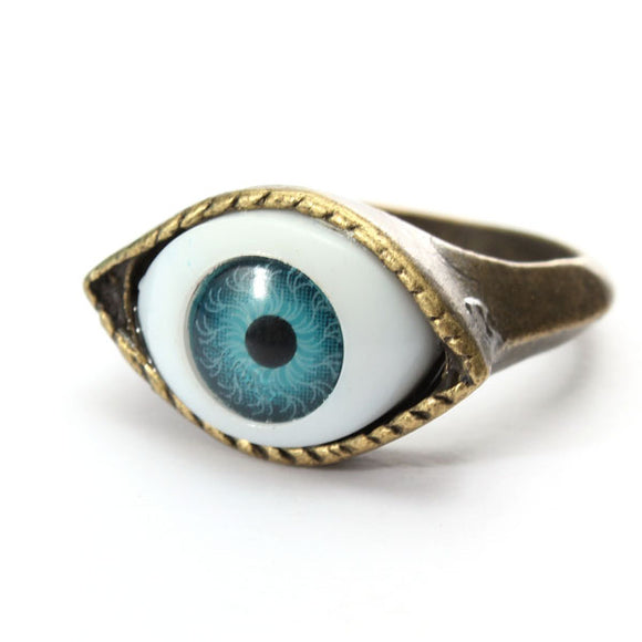 Halloween Vintage Punk Bronze Evil Eye Ring Eyeball Finger Ring