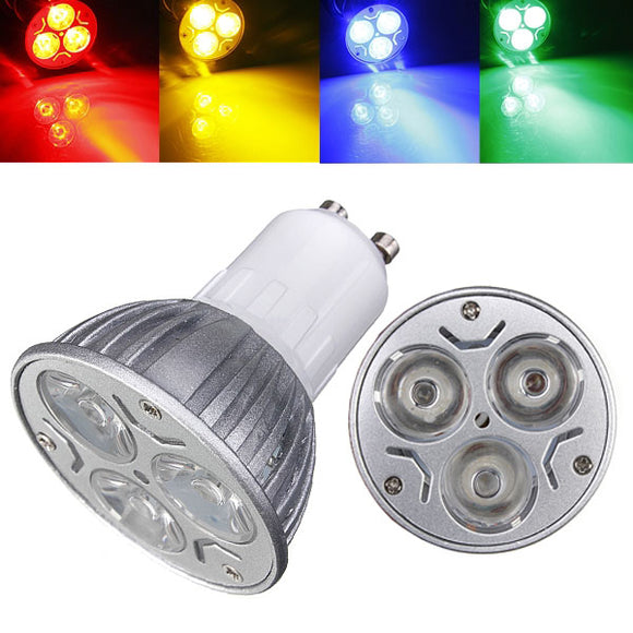 GU10 3W AC 220V 3 LEDs Red/Yellow/Blue/Green LED Spotlight Bulbs
