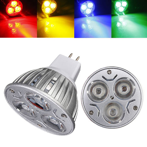 MR16 3W DC 12V 3 LEDs Red/Yellow/Blue/Green LED Spotlight Bulbs