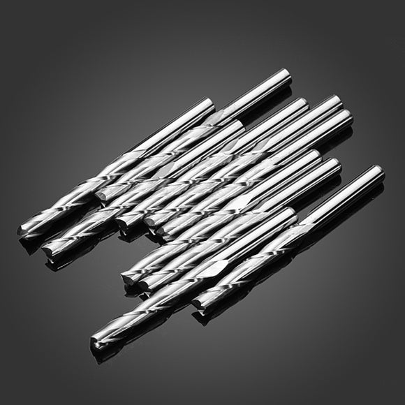 Drillpro 10pcs 3.175*22mm 2 Flutes Milling Cutter CNC Cutting Tool Parts