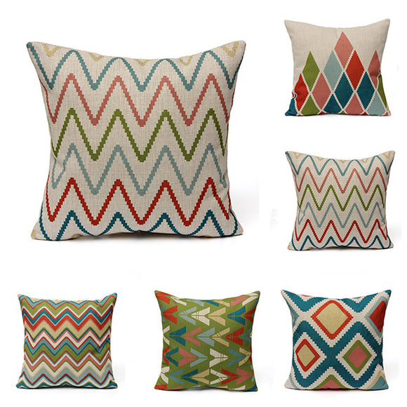 Geometric Waves Home Decor Throw Linen Pillow Case Sofa Cushion Cover