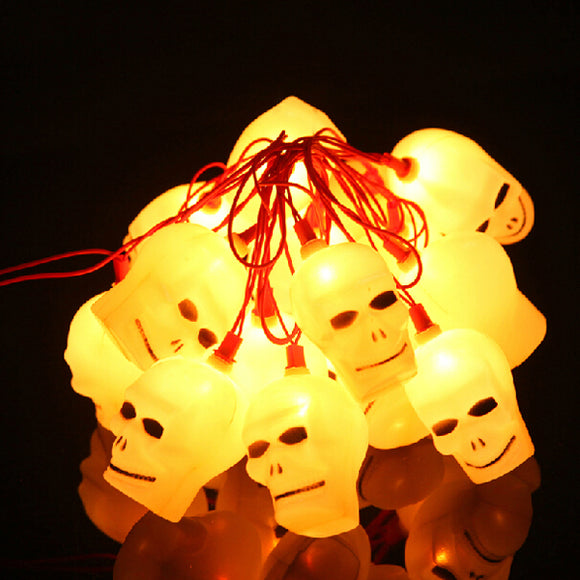 16 LED Halloween LED Flashing Skull Heads String Lights 220V