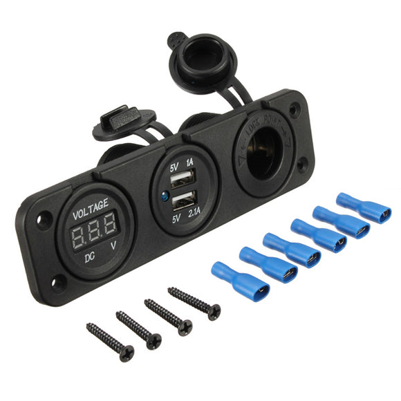 Dual Usb Adapter Charger Digital Volt Meterr Cigarette Lighter Sockets