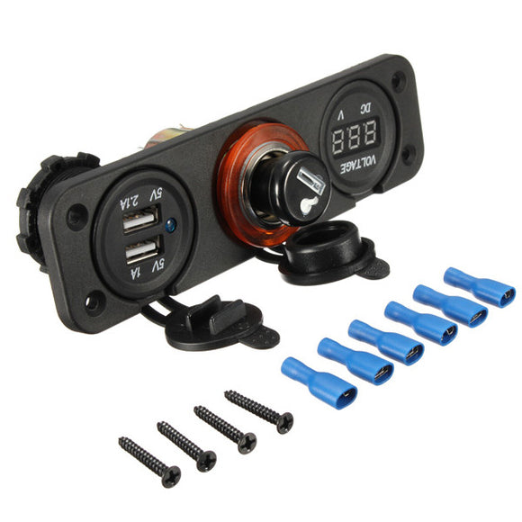 Dual Usb Adapter Charger Digital Volt Meterr Cigarette Lighter Sockets