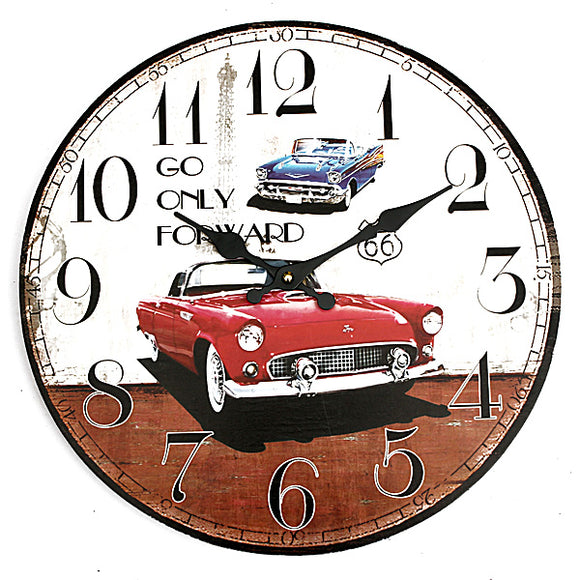 Vintage Wall Clock Car Rustic Home Office Cafe Bar Decoration Art