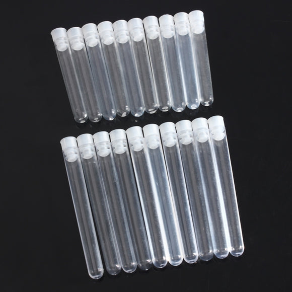 10pcs Round Bottom Clear Plastic Test Tube With Cap Stopper 12X75/100mm