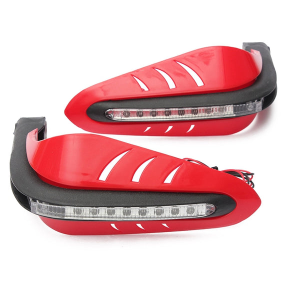 12V Motorcycle Protective DRL LED Indicator Light Brush Hand Guards Red