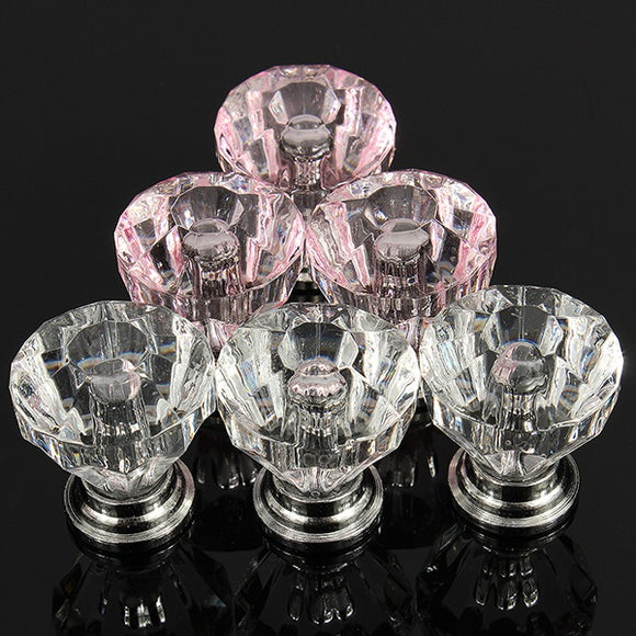 12Pcs Acrylic Crystal Clear Door Drawer Knob Handle