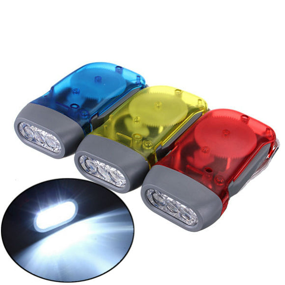 3 LED Dynamo Wind Up Hand-pressing Crank Flashlight