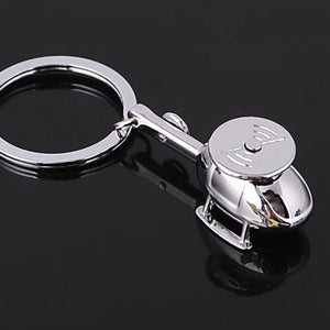 Silver 3D Helicopter Model Key Chain Copter Metal Key Ring Gift