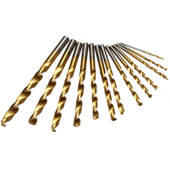 13pcs 1.5-6.5mm HSS Titanium Twist Drills Set Straight Shank Spiral Drill