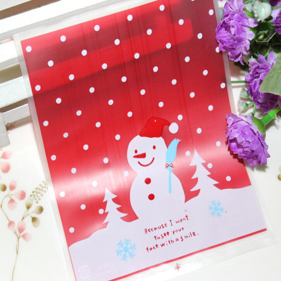 100pcs/lot Lovely Christmas Snowman Cookie Bag