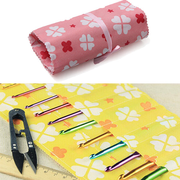 14 Slots Non Woven Crochet Knitting Needle Craft Case Holder Bag