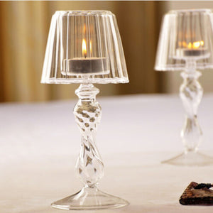 Crystal Glass Candle Tea Light Holder Table Lamp Home Decoration