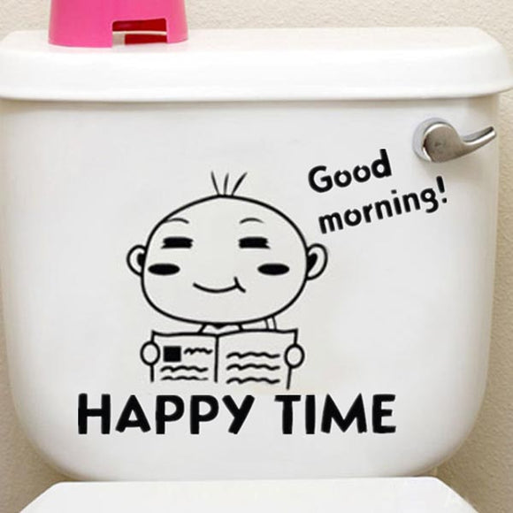 Waterproof Happy Time Pattern Toilet Sticker Bathroom Wall Stickers