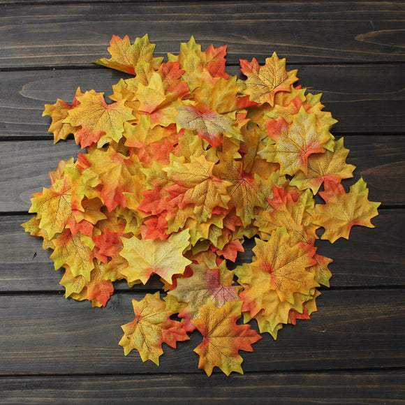100pcs Artificial Maple Leaves Fall Leaf Party Decor Ornament