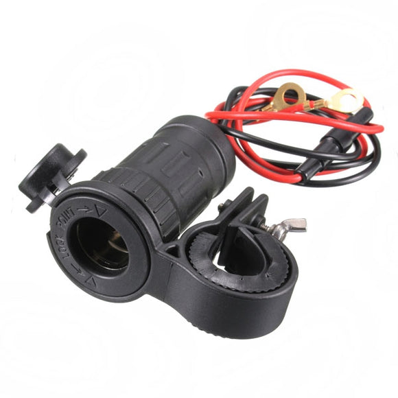 Motorcycle Cigarette Lighter Socket Plug Adapter Handlebar Mount