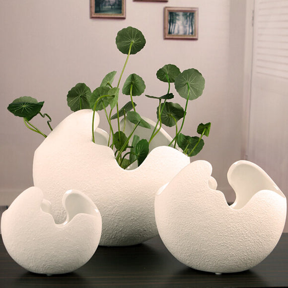 Creative Ceramic Egg Shell Shaped Desktop Flower Pots Potted Plants