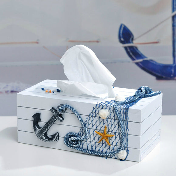 Mediterranean Style Blue And White Tissue Boxes Paper Napkin Box