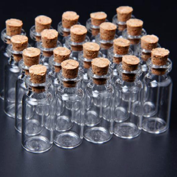 10Pcs 16x35mm Mini Clear Wishing Message Glass Bottles Vials With Cork