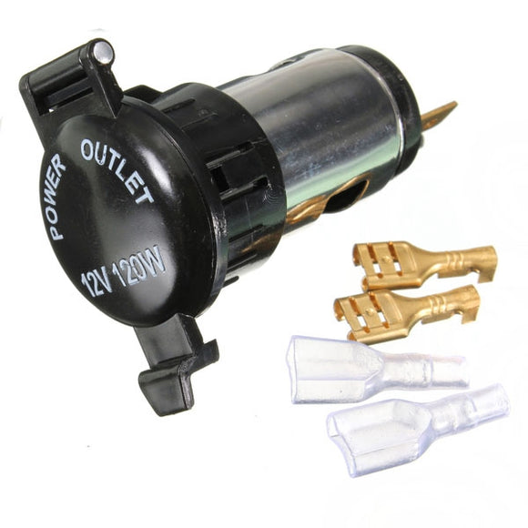 12V 120W Motorcycle Cigarette Lighter Power Socket Plug Outlet