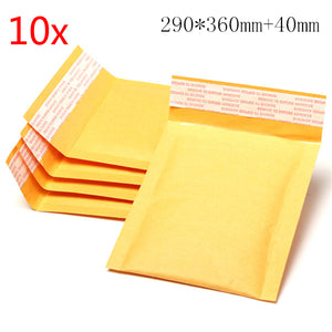 10pcs 290*360mm+40mm Bubble Envelope Yellow Color Kraft Paper Bag Mailers Envelope