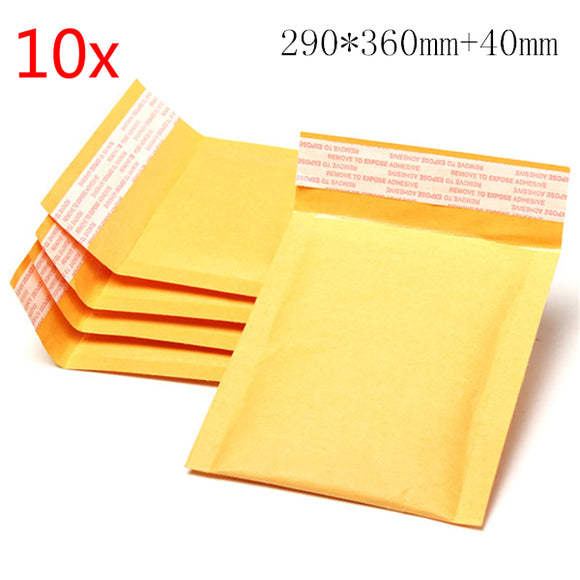 10pcs 290*360mm+40mm Bubble Envelope Yellow Color Kraft Paper Bag Mailers Envelope