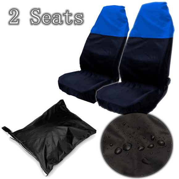 Black+Blue Car Front Seat Covers Water Resistant Protectors Universal