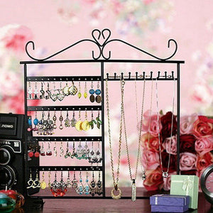 10 Hooks 48 Holes Earrings Necklace Jewelry Display Rack Holder Stand