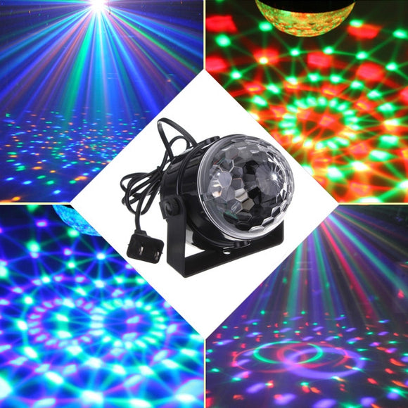 5W RGB Crystal Magic Ball Effect Stage Light Voice Control Party Disco Club