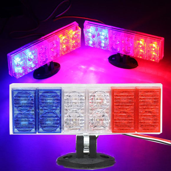 2 X Motorcycle Electric Cars Warning Red&Blue&White LED Flashing Light