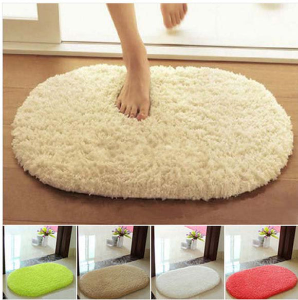 40x60cm Lint Plush Non Slip Absorbent Bathroom Floor Mat Oval Kitchen Carpet Rug