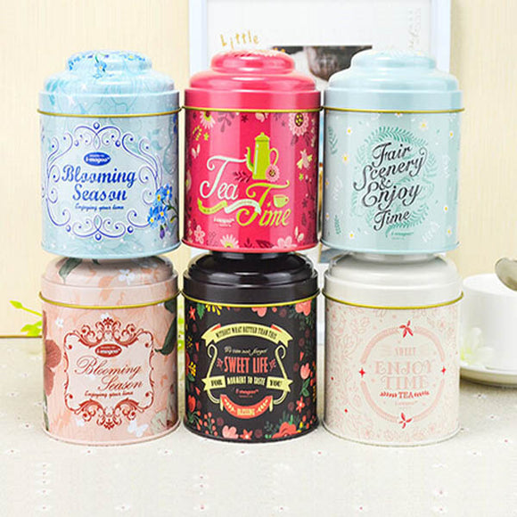 Double Cover Flower Pattern Tea Coffee Candy Storage Tin Box Organization Container