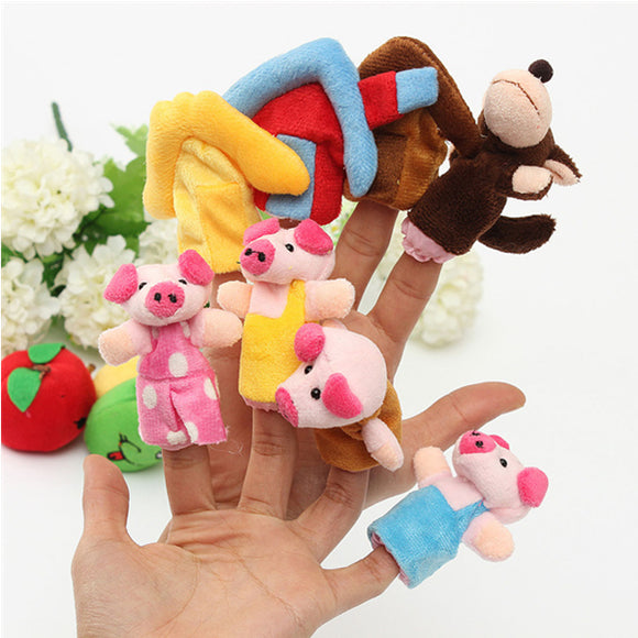 8 PCs Family Finger Puppets Cloth Soft Doll Baby Puzzle Hand Toy