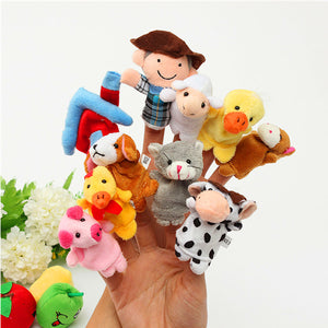 10 PCs Family Finger Puppets Cloth Doll Baby Educational Hand Toy