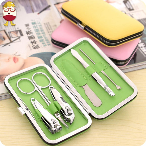 7pcs Stainless Steel Manicure Pedicure Ear Pick Nail Clipper File Set