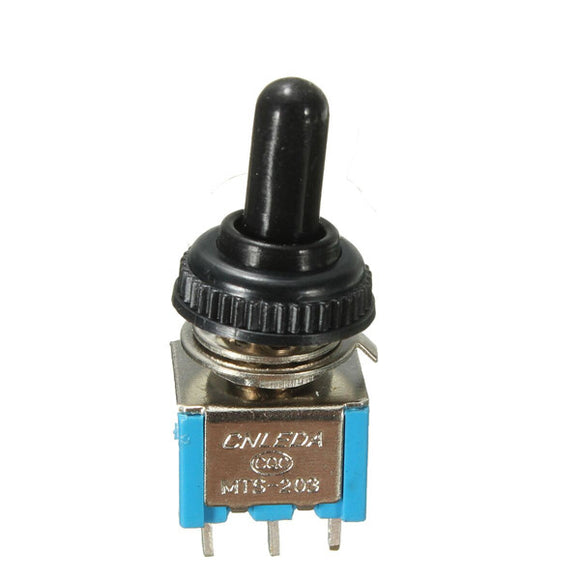 6 Pins 3 Position ON/OFF/ON Toggle Switch Black Rubber Cap Waterproof