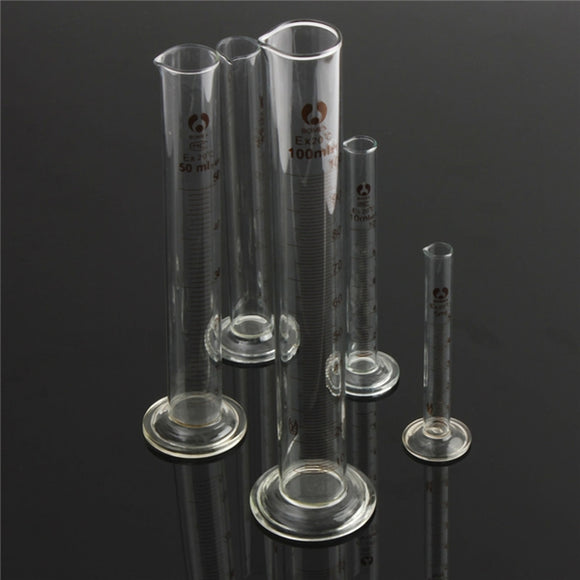 5/10/25/50/100mL Glass Graduated Measuring Cylinder Tube Round Base w/ Spout