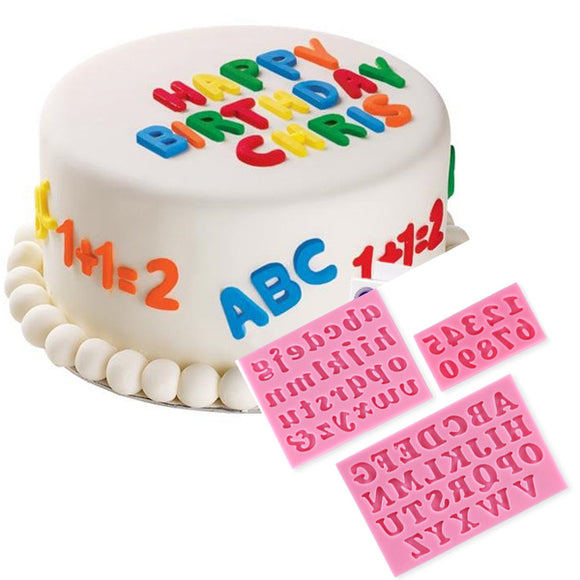 Honana 3Pcs Letters & Numbers Fondant Cake Molds Soap Chocolate Mold