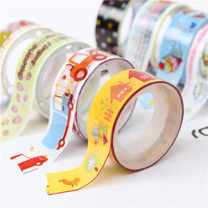 10 Rolls Mixed Cartoon Adhesive Decorative Scrapbooking Tape Sticker