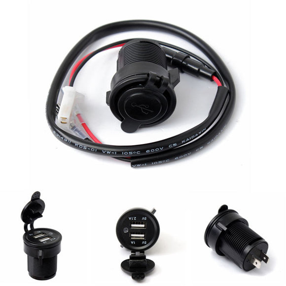 12/24V Socket Dual USB Spliter Charger Adapter Motorcycle