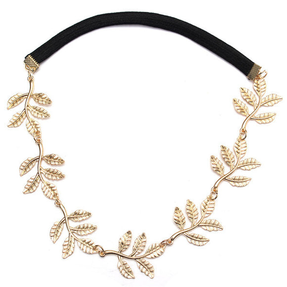 Hair Band Gold Alloy Branch Leaves Headbrands Elastic Hair Accessories Jewelry