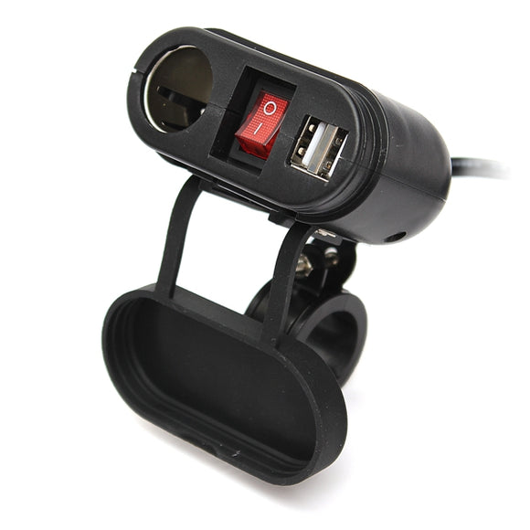 Dual USB Motorcycle Power Charger Cigarette Lighter Socket Adapter