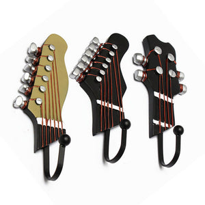 3pcs Guitar Head Wall Mounted Hooks Music Style Decoration