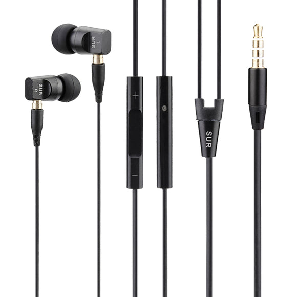 SUR-S512 Deep Bass In-ear Metal Removable Ear Head Earphone With Mic