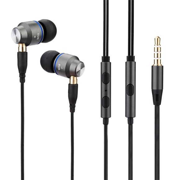 SUR-S530 Deep Bass In-ear Metal Removable Ear Head Earphone With Mic