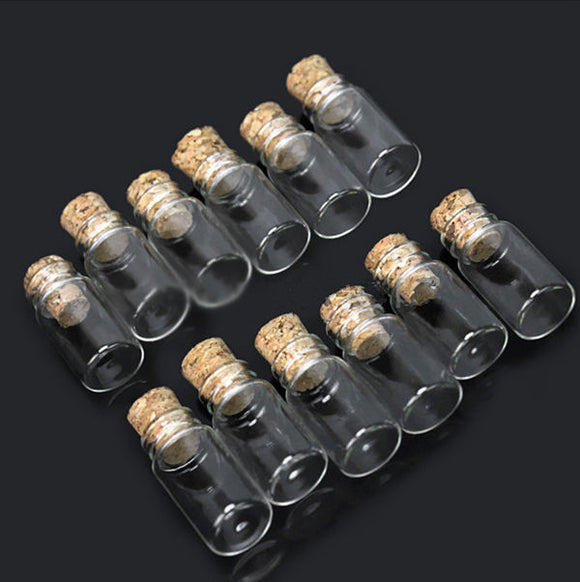 10Pcs 10x18mm Mini Clear Wishing Message Glass Bottles Vials With Cork